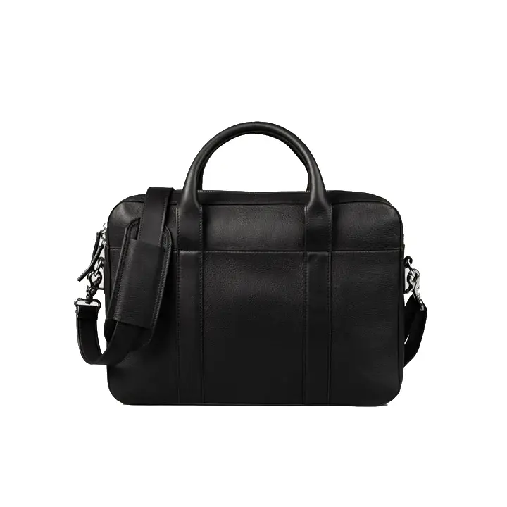 Vernier Store Full Grain Milled Leather Laptop Bag - 14" Slim Executive Briefcase