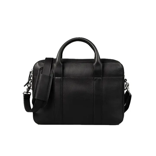 Vernier Store Full Grain Milled Leather Laptop Bag - 14" Slim Executive Briefcase